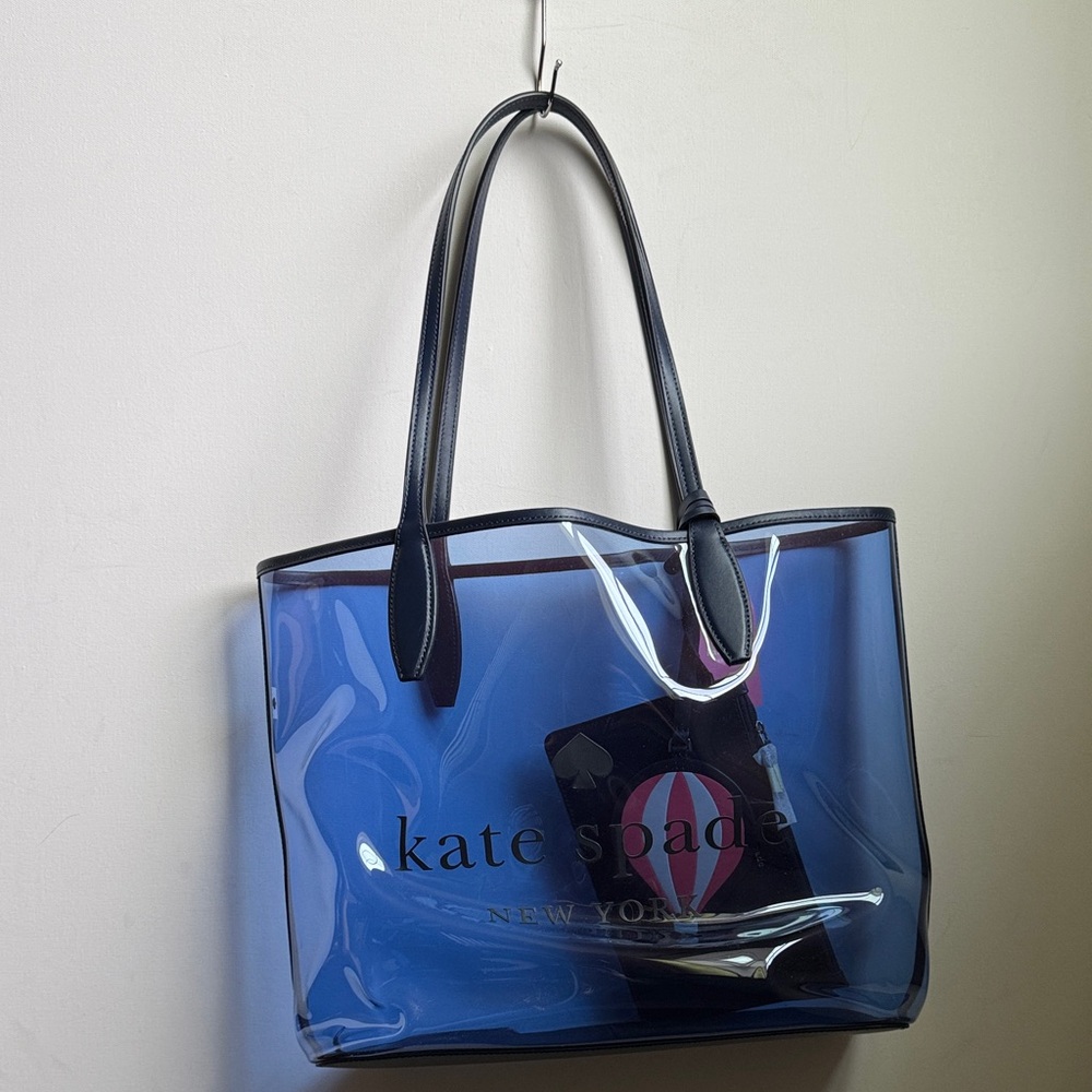Kate Spade New York Blue Transparent Tote with wristlet pouch
